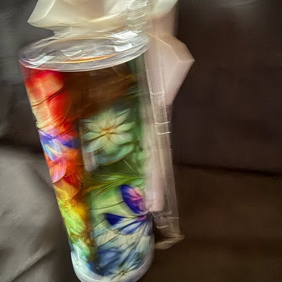 New 20oz Dragonfly Art Glass Tumbler- Slid Lid Nonslip Bottom Straw and Cleaner - Picture 5 of 8